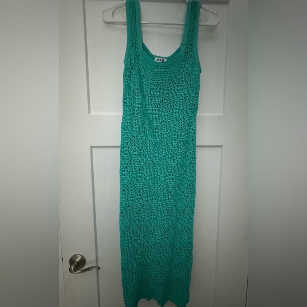 525america Turquoise Medium Crochet Maxi Dress.